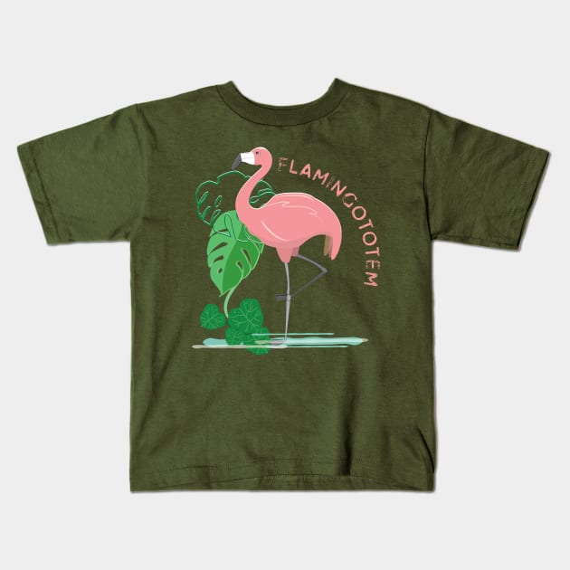 Flamingo Totem Kids T-Shirt by emma17